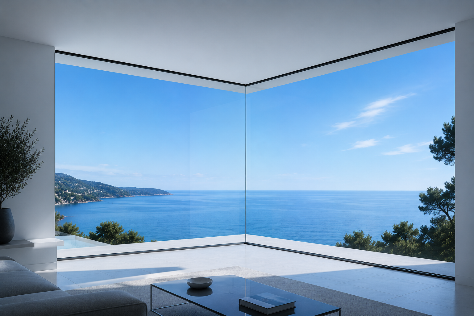 Corner glass 180 view